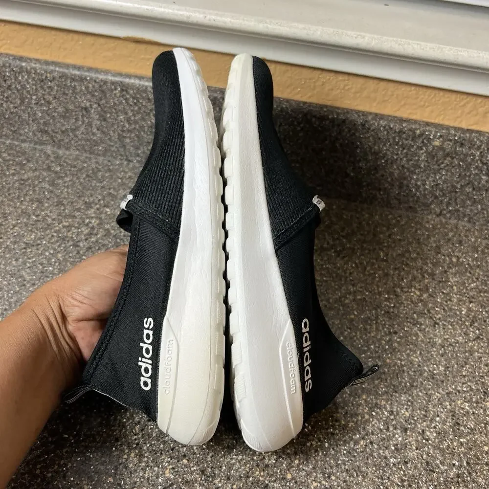 adidas Women's 10 Black Knit Mesh Slip On Sneaker Shoes Cloudfoam Comfort Casual